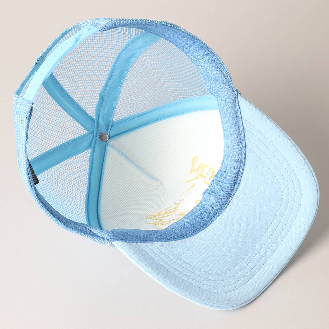 Howdy Darlin' Embroidered Mesh Back Trucker Cap: BABY PINK / One Size