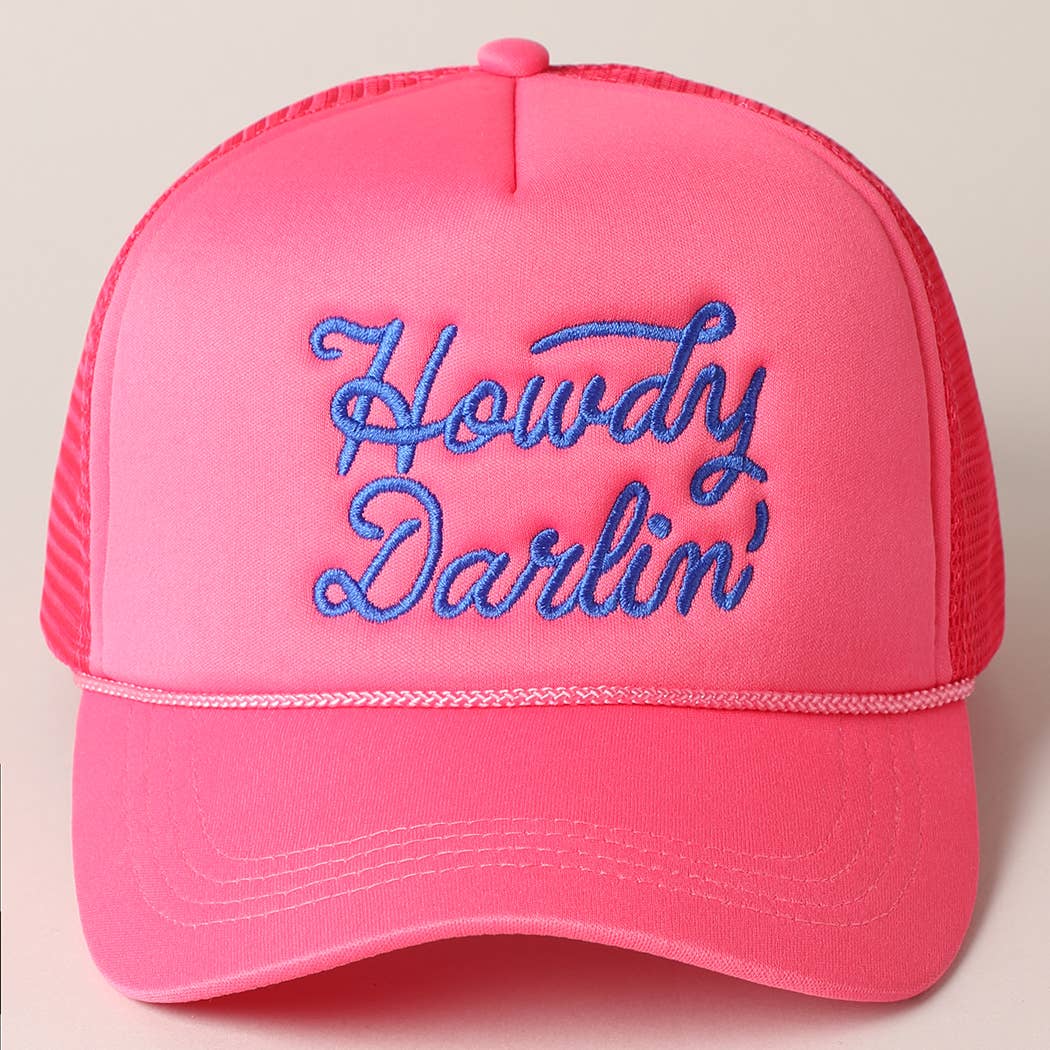 Howdy Darlin' Embroidered Mesh Back Trucker Cap: Green / One Size