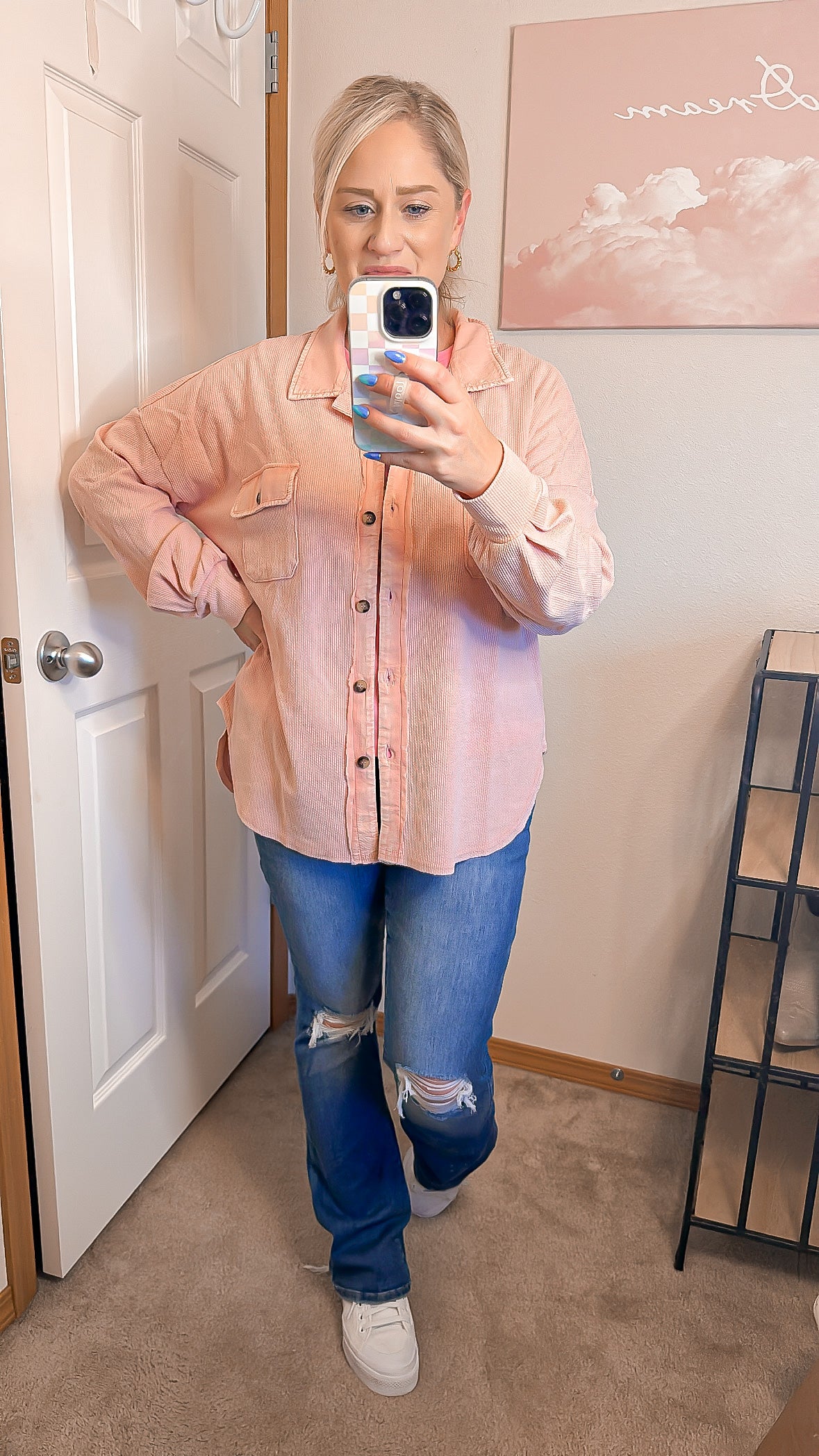Washed Frayed Button Jacket