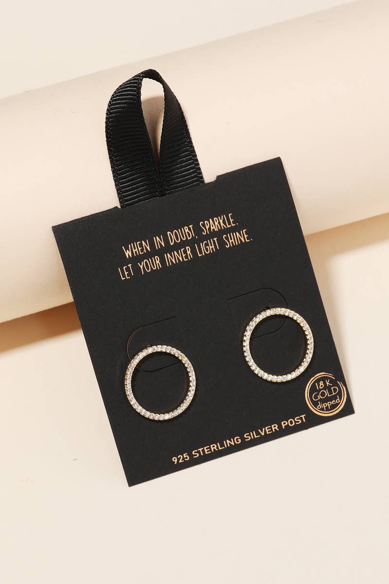 Mini Pave Circle Cutout Stud Earrings