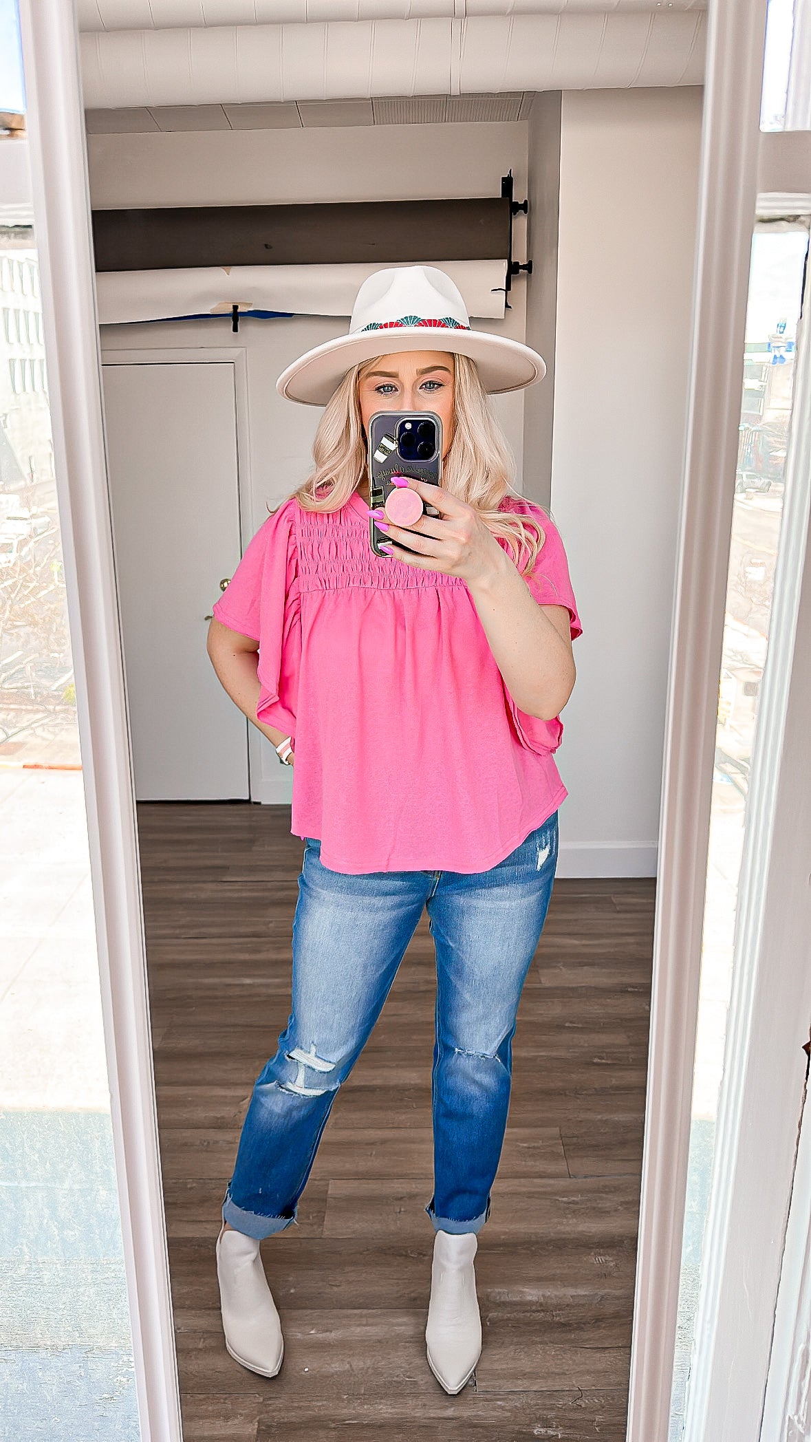 Smocked Pink Ruffle Top