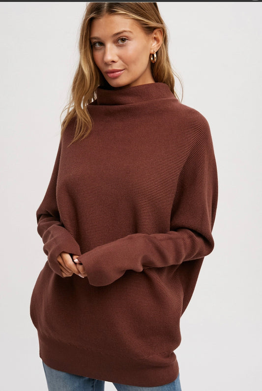 Chocolate Slouch Neck Sweater